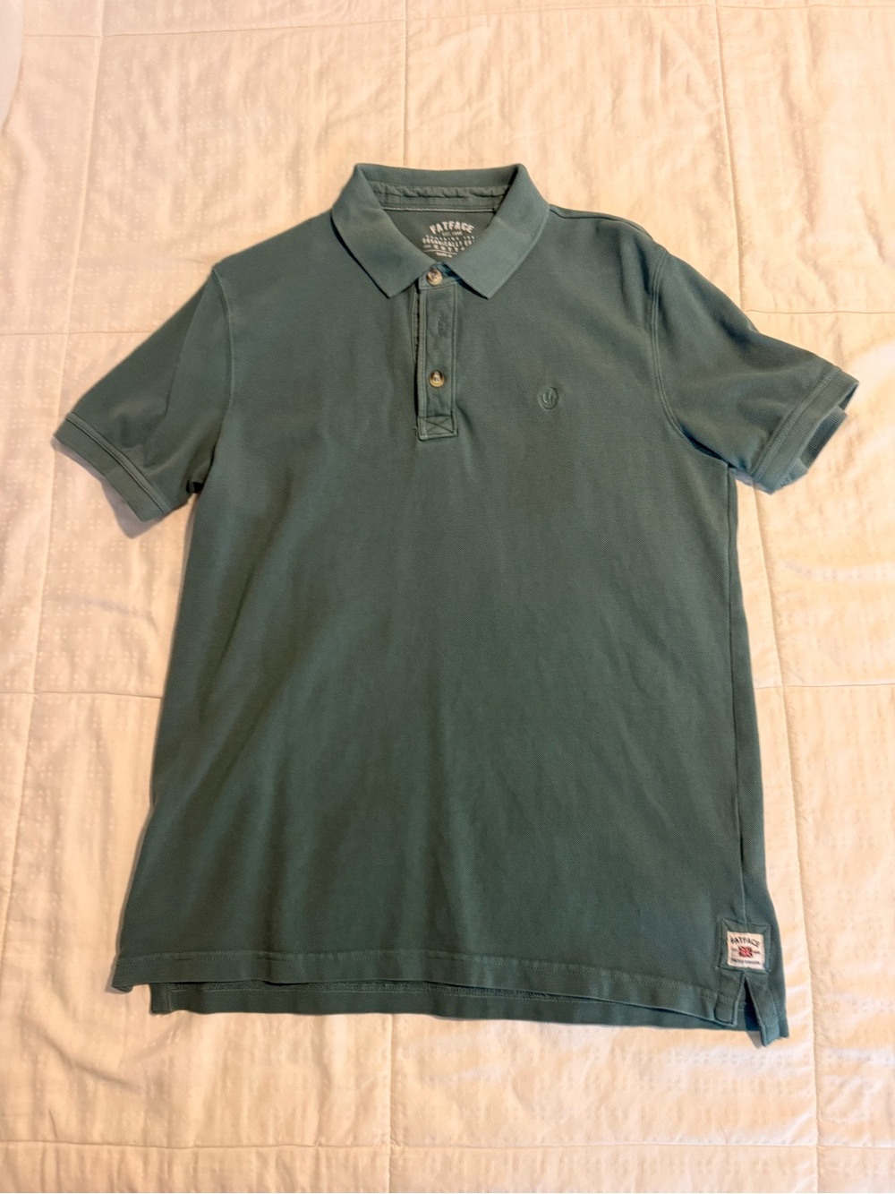 Fat Face Men's Short-Sleeve Polo in Teal Green